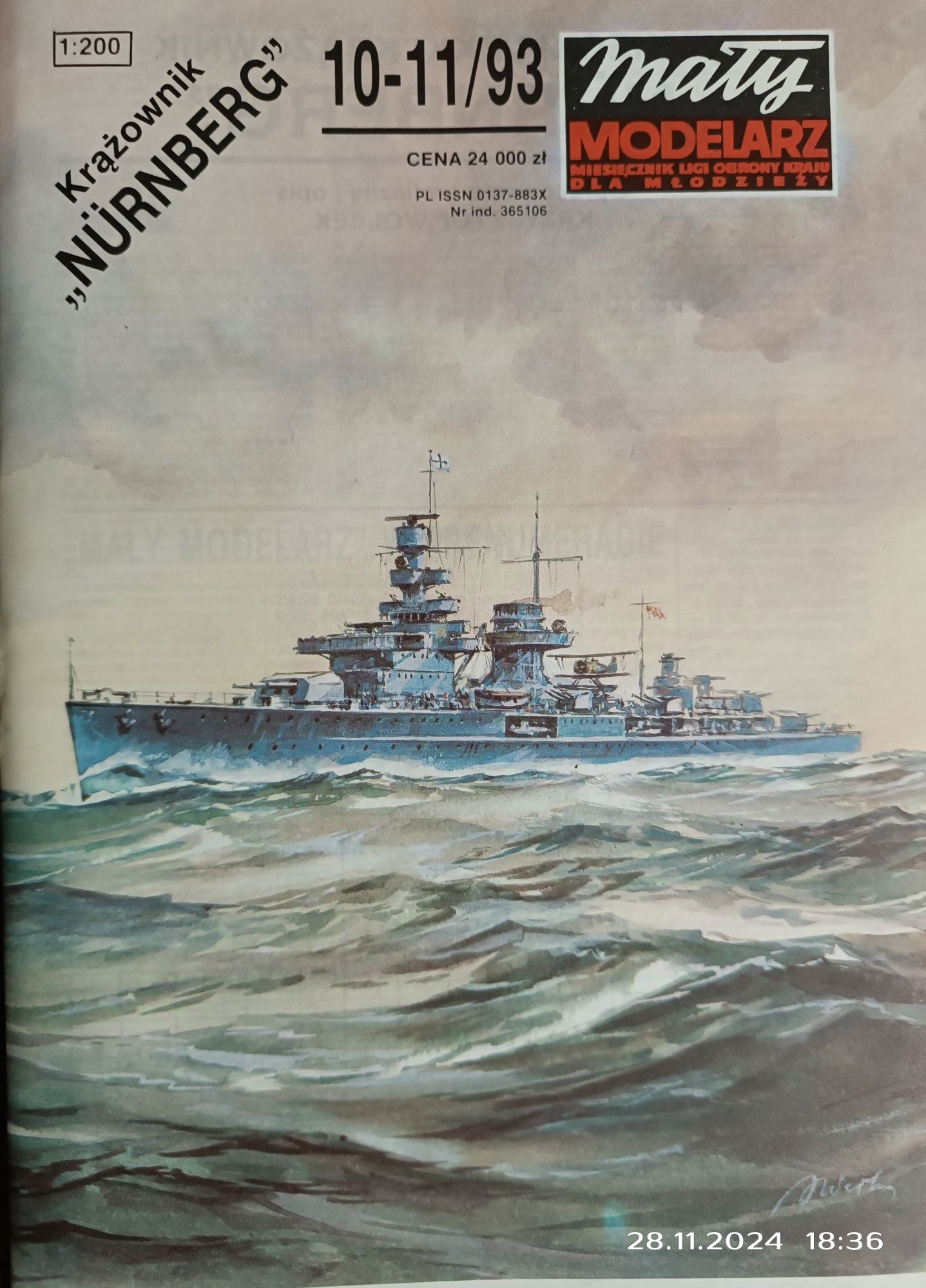 Model krążownik Nürnberg Mały Modelarz 10-11/93