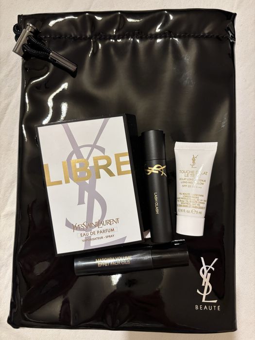 YSL Zestaw kosmetyków Kosmetyczka + EdP+ Tusze do rzęs + Podkład