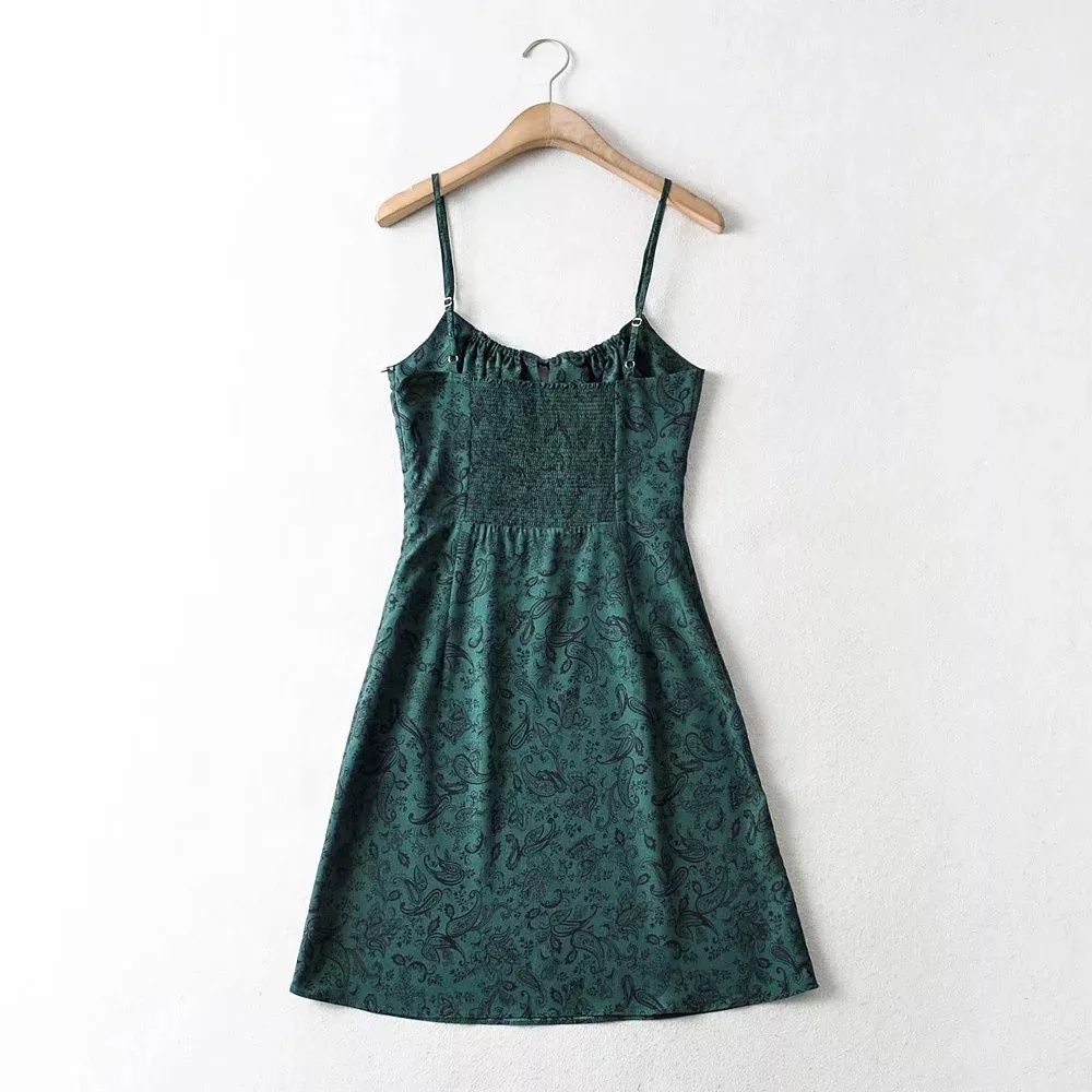 Vestido de Verão com padrões vintage - verde (XS-S) NOVO!