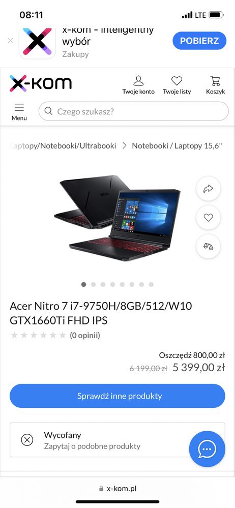 Laptop Gamingowy Acer Nitro 7