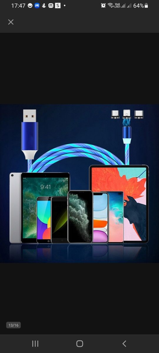 Kabel USB - USB typ C / microUSB / Lightning 1 m telefon tablet itp