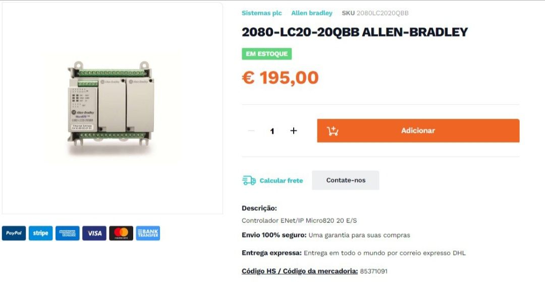 Autómato Allen Bradley Micro 820 + cartas