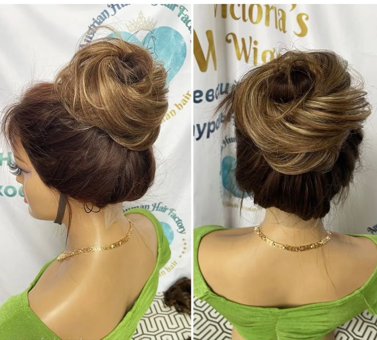 Натуральный шиньон резинка бублик пучок славянские прямые волосы