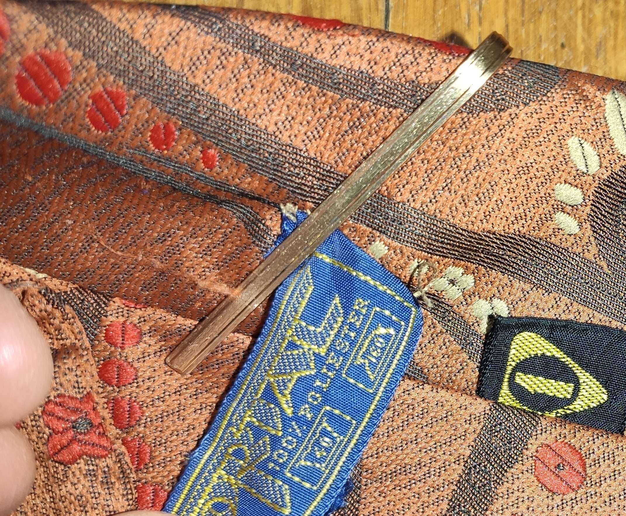 krawat ortal prl retro vintage ze spinką