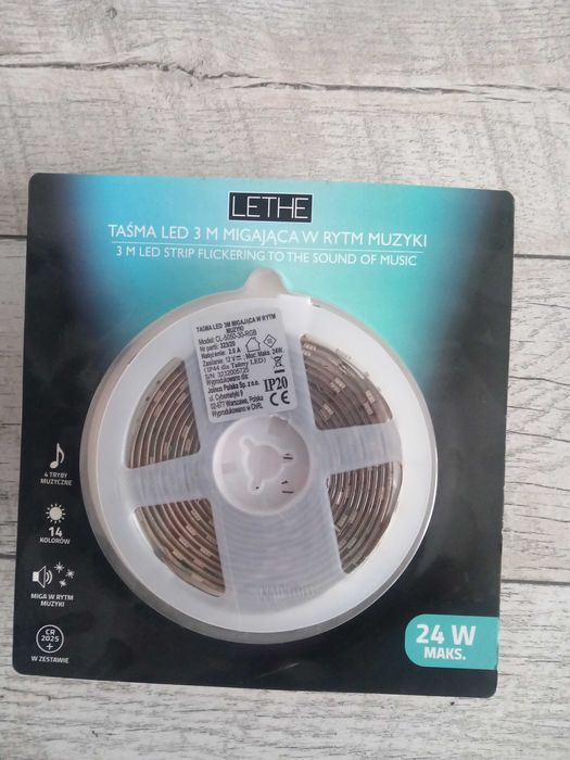 Nowa taśma LED 3m, migająca w rytm muzyki