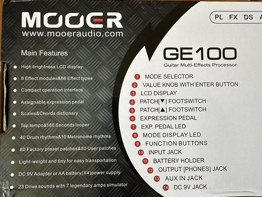 Pedaleira POR ESTREAR multi efeitos guitarra Mooer GE100