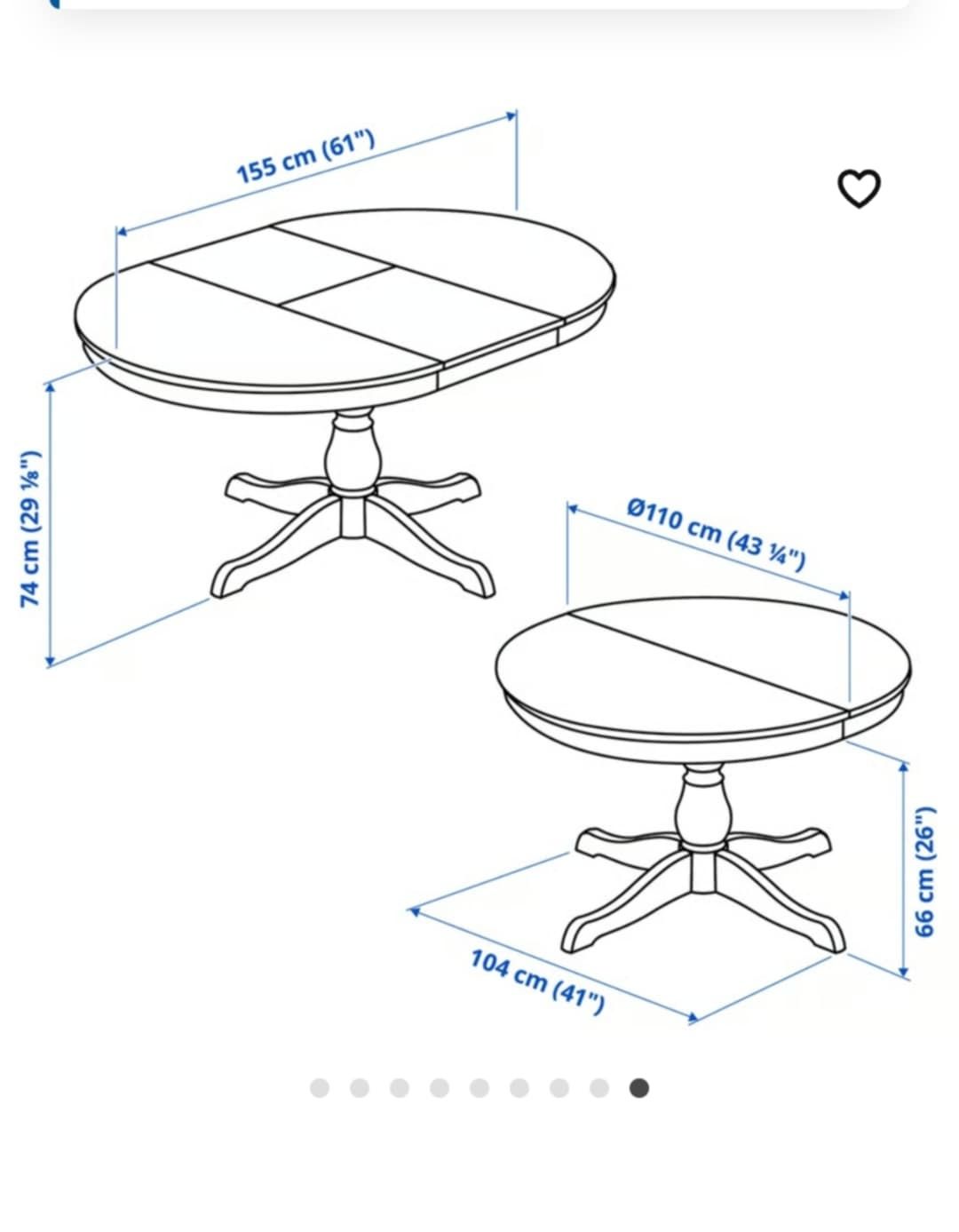 Rozkładany okrągły stół Ikea, elegancki biały stolik