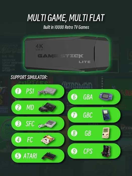 Consola retro jogos Game Stick 4K Lite M8 64GB +10000 jogos(novas)