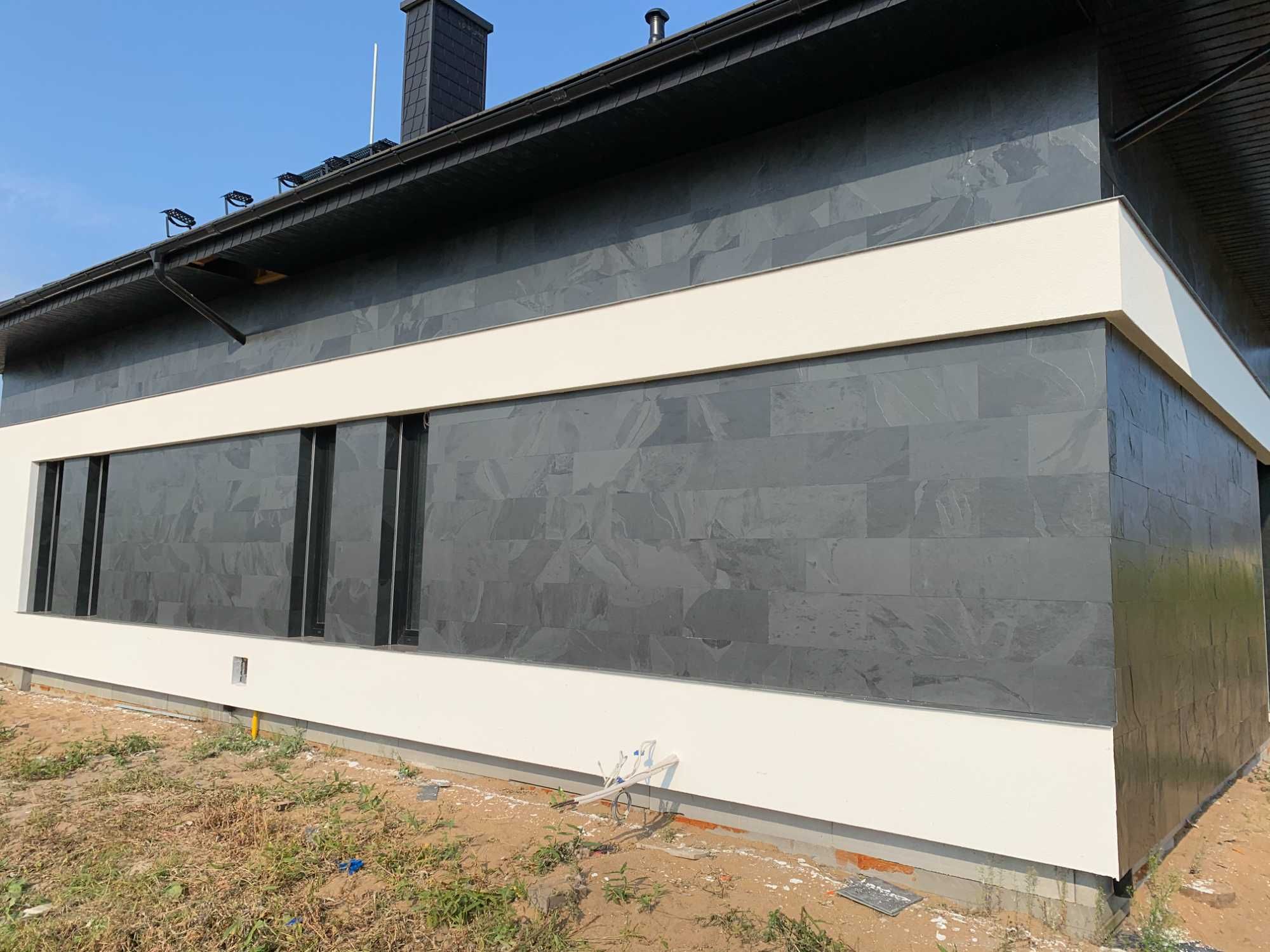 Kamień Dekoracyjny Naturalny Łupek Elewacyjny 30x10  Black Slate