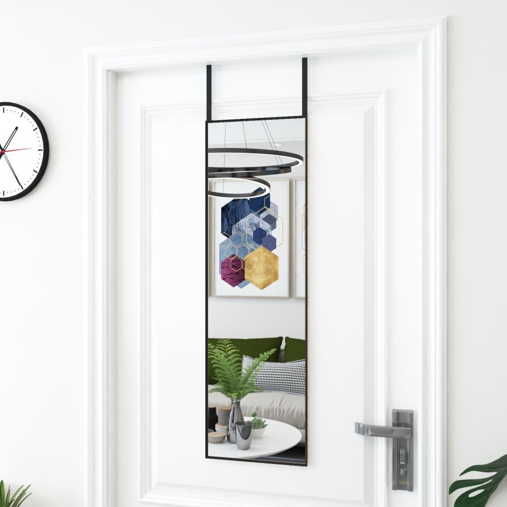 Vidaxl Lustro Na Drzwi, Czarne, 30X100 Cm, Szkło I Aluminium