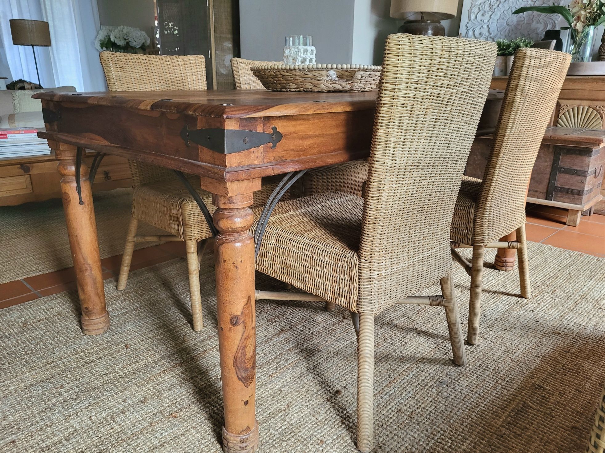 mesa, refeições, secretaria, indiano, oriental, rustico