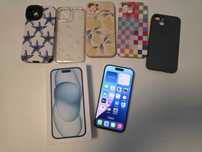 Apple iPhone 15 Blue 128Gb como novo + Capas + Vidro Temperado