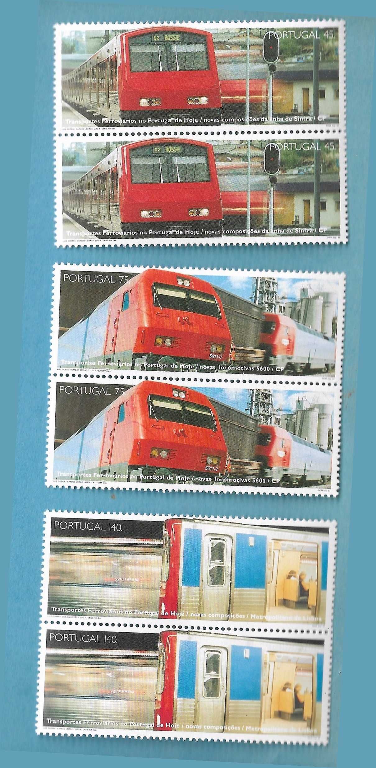 Selos - Transportes Ferroviários 1994 - Série Completa de Pares