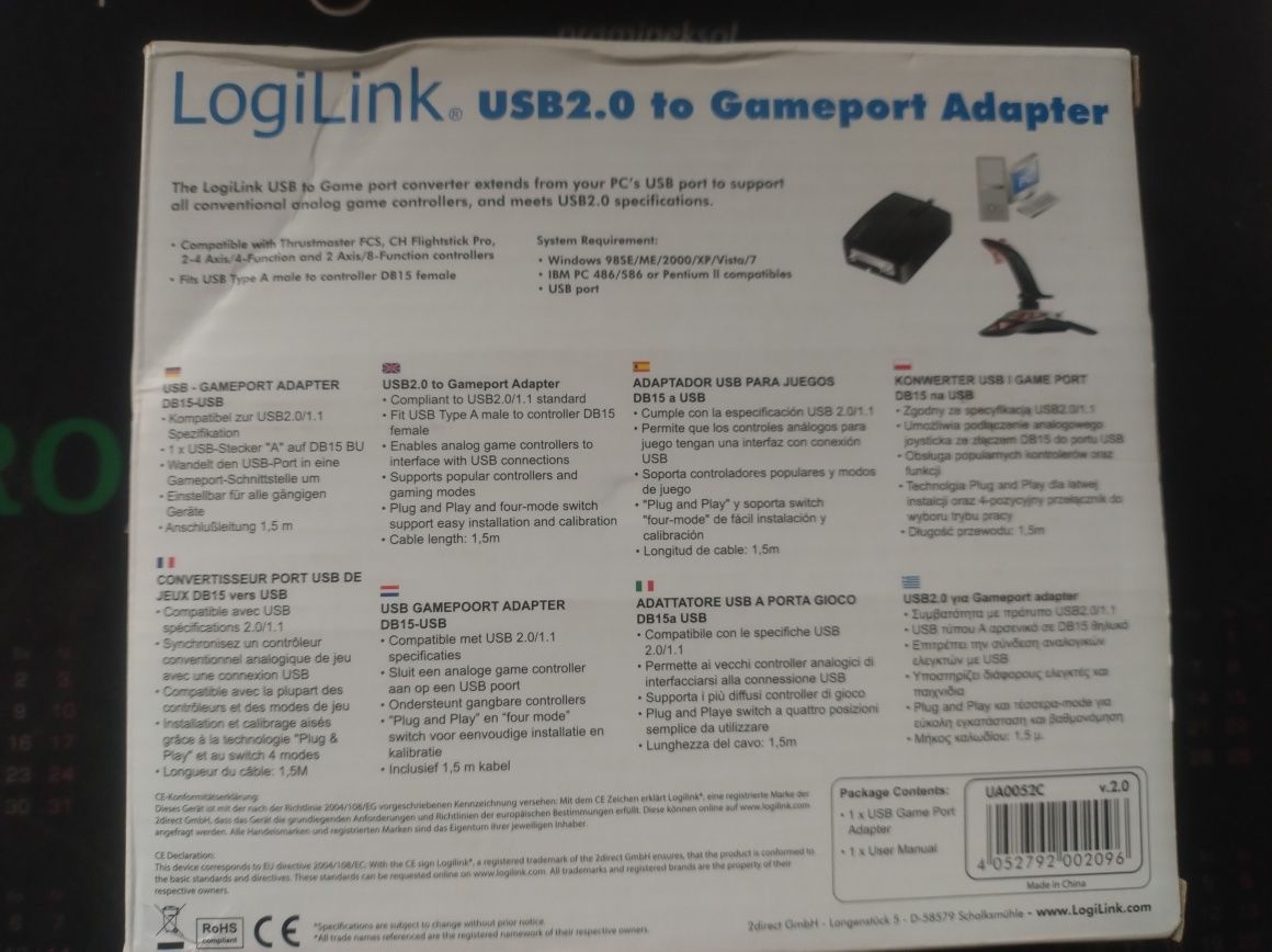 USB joystick adapter Logilink DB15 na usb