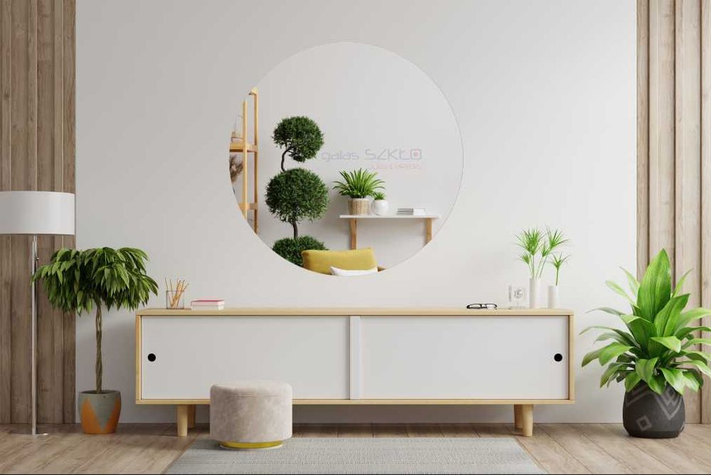 Lustro okrągłe LOFT kryształowe srebrne szlif 33cm NA KAŻDY WYMIAR