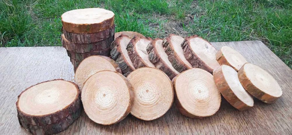 P. Andrzej, plastry drewna, 60sztuk, 10-15cm, krążki drewniane