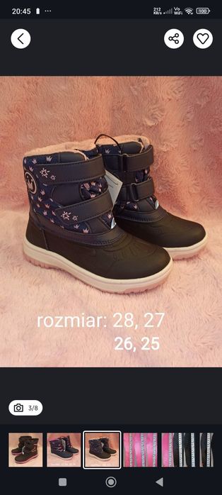 Nowe śniegowce dziewczynki r 26 zimowe buty