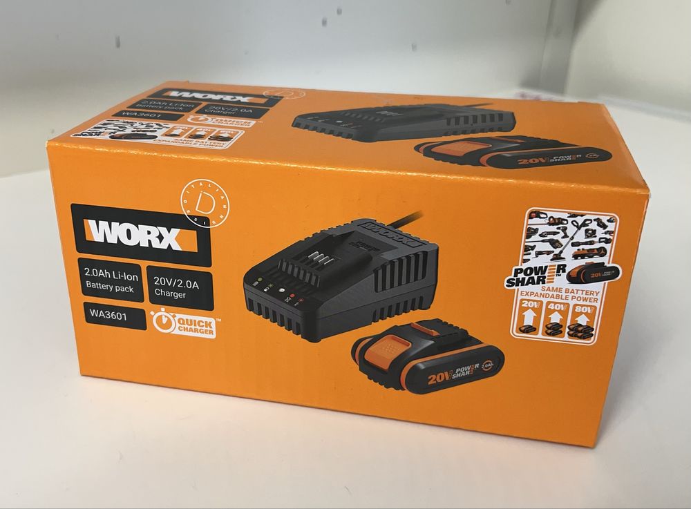 Ładowarka szyba + akumulator 2ah 20V Worx zestaw