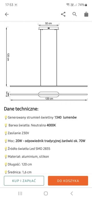 Lampa led nad stół