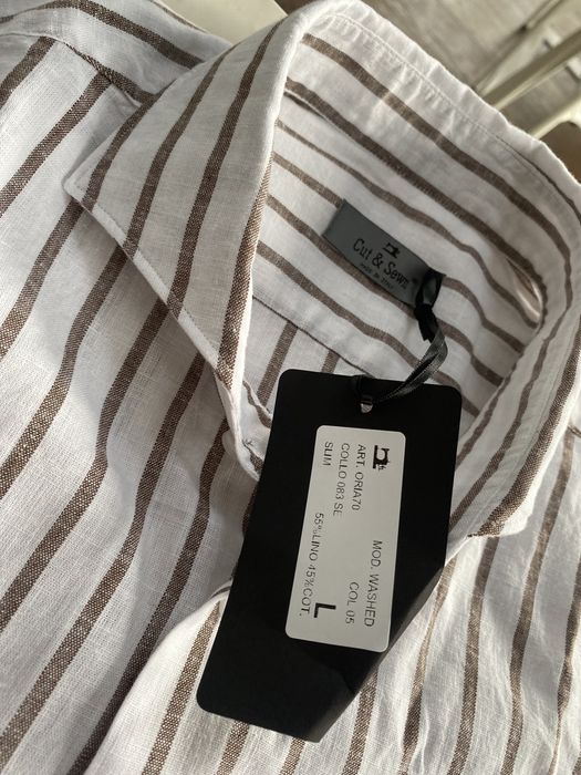 Lniana (len) koszula włoska nowa męska L