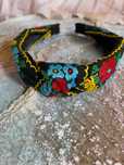 Opaska do włosów Boho/Ethnic haftowana, Floral/Black