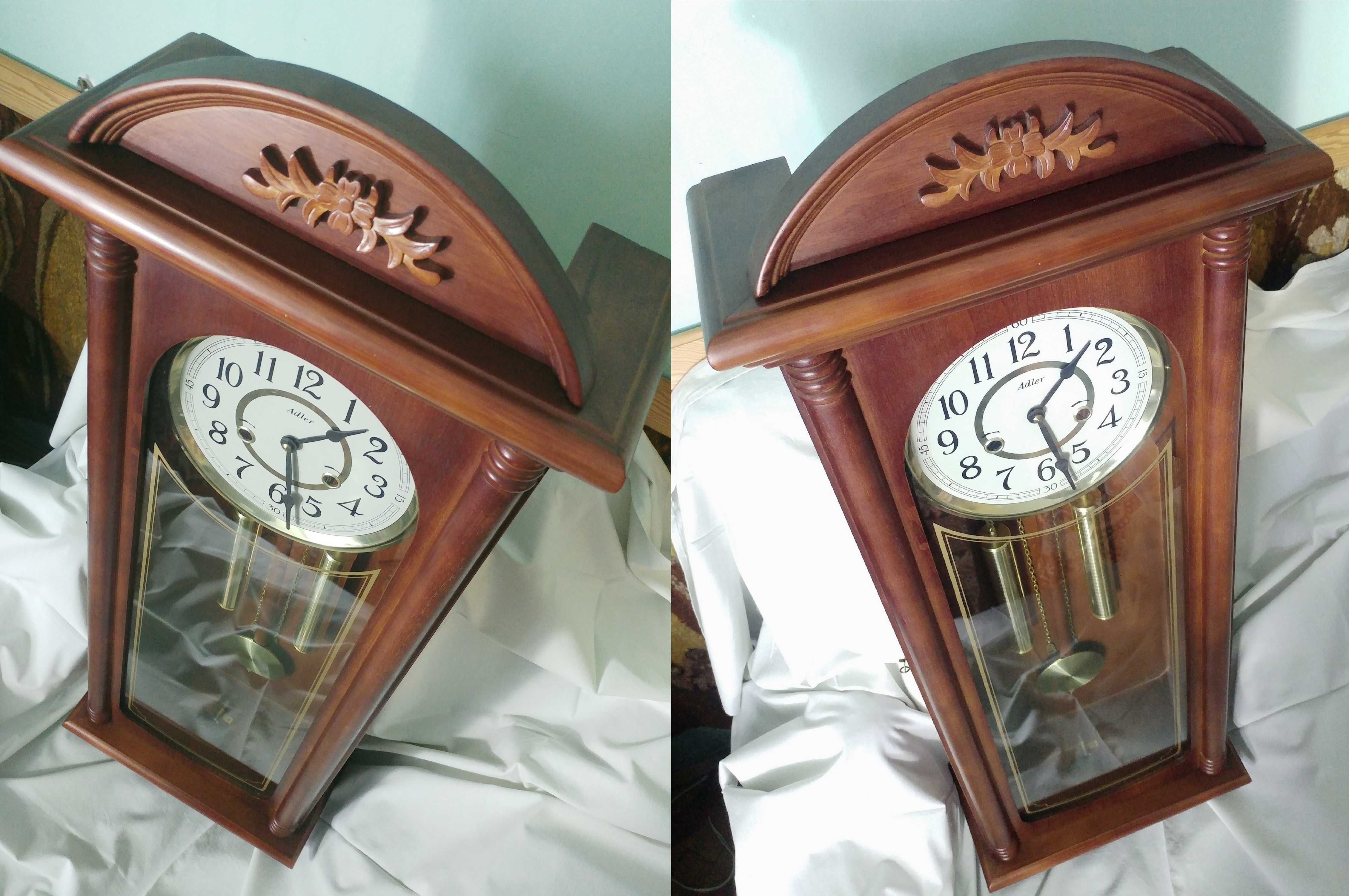 Zegar Adler retro mechaniczny nakręcany z wahadłem ścienny wiszący