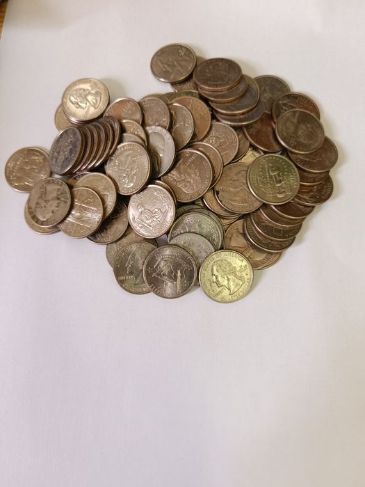 Lote moedas estrangeiras incluídas moedas quarto dolar estados america