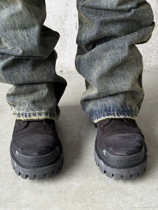 Balenciaga Strike boots black distress ботинки | баленсиага страйк