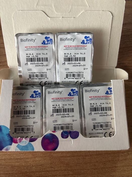 5 Soczewek miesięcznych biofinity moc -3,5 (komplet)