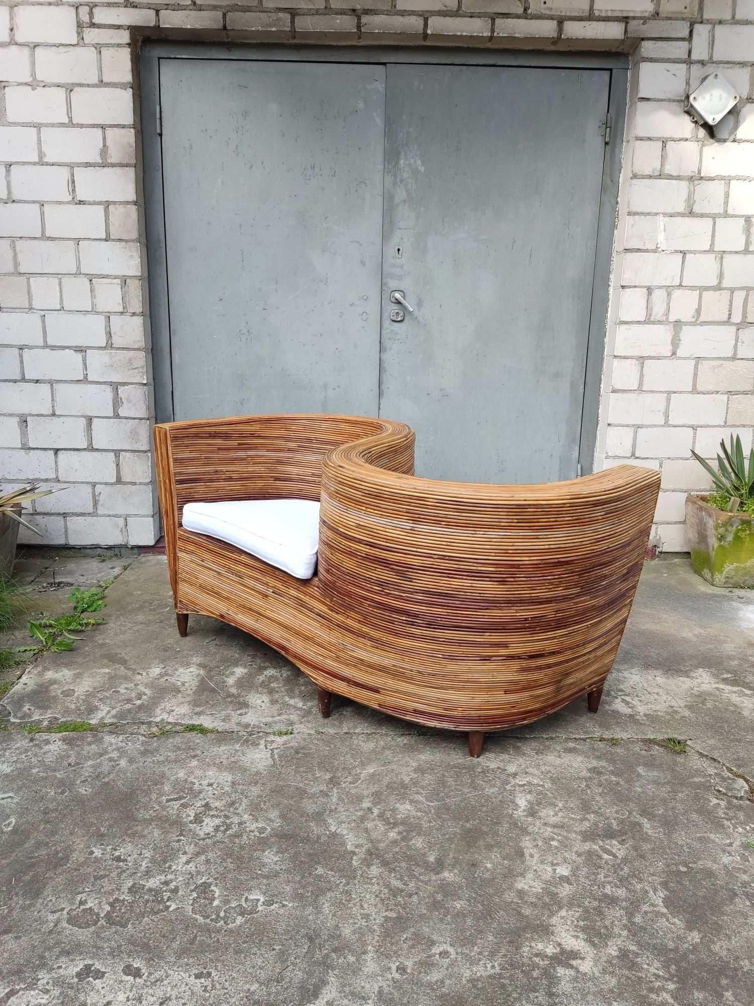 Rattanowa sofa Vis-a-vis lata 80te Włochy