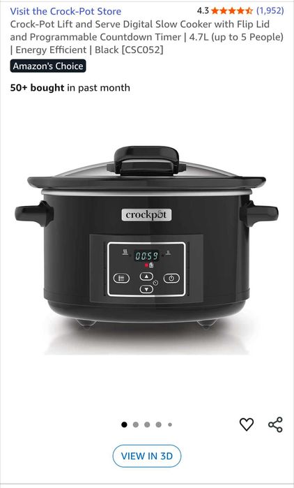 Crockpot slow cooker 4.7 L