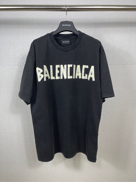 BALENCIAGA tape type брендовая футболка оверсайз винтажная мужская