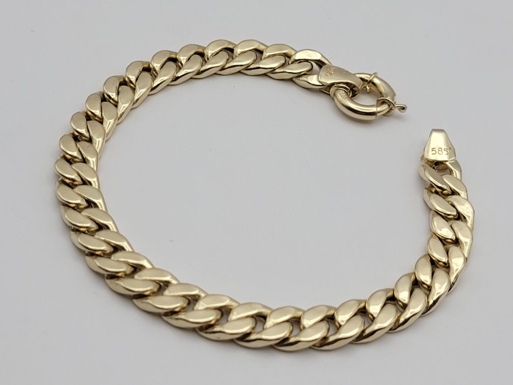 Nowa Złota bransoletka złoto próby 585 cuban ocechowany 19 cm