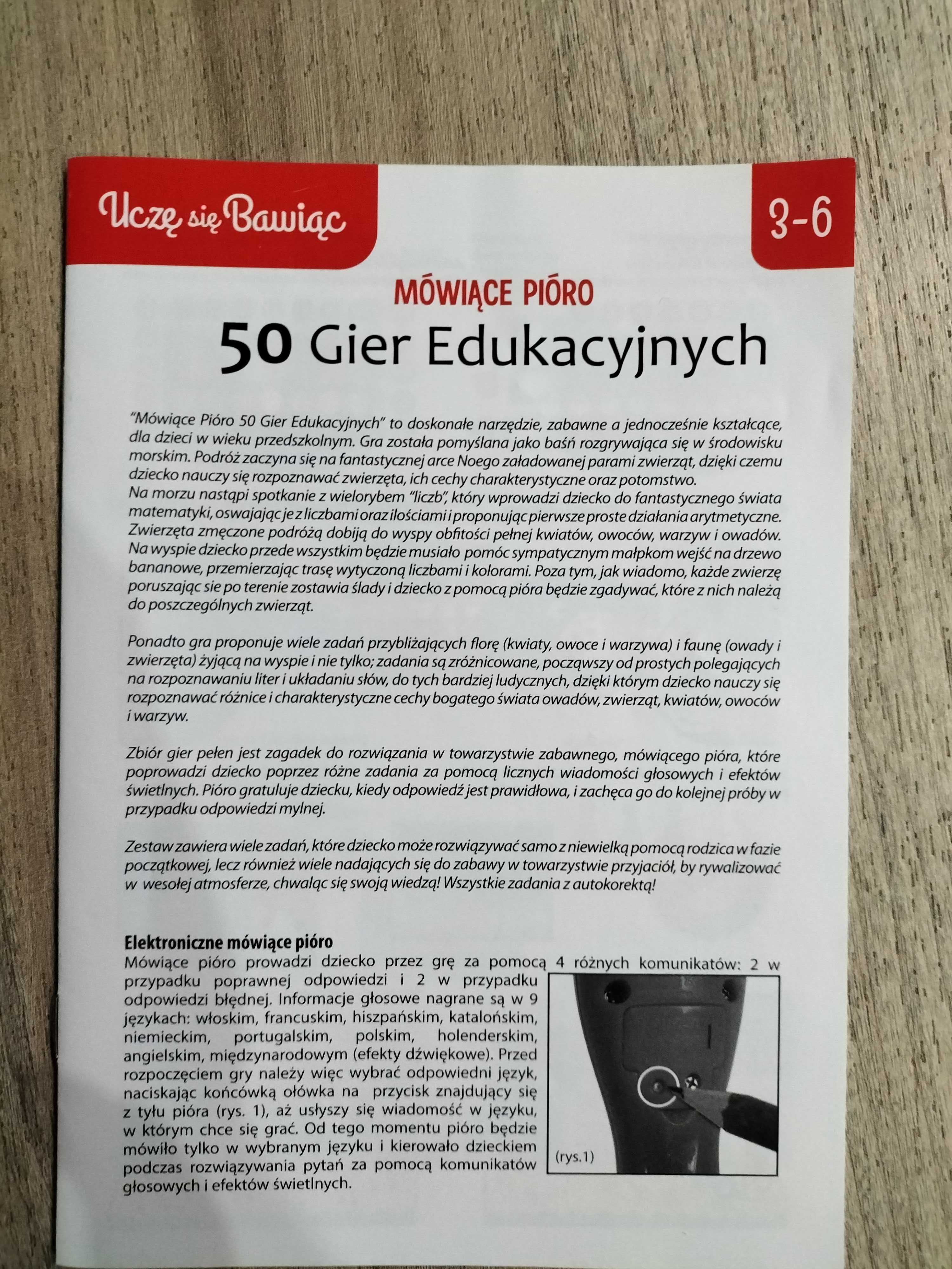 Gra Clementoni Mówiące Pióro 50 Gier Edukacyjnych