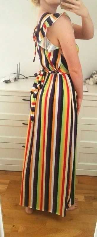 Kolorowa sukienka w paski maxi dress