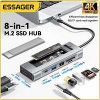 Essager HUB 8 in 1 USB C та SSD карман/кішеня (NVMе та SATA)