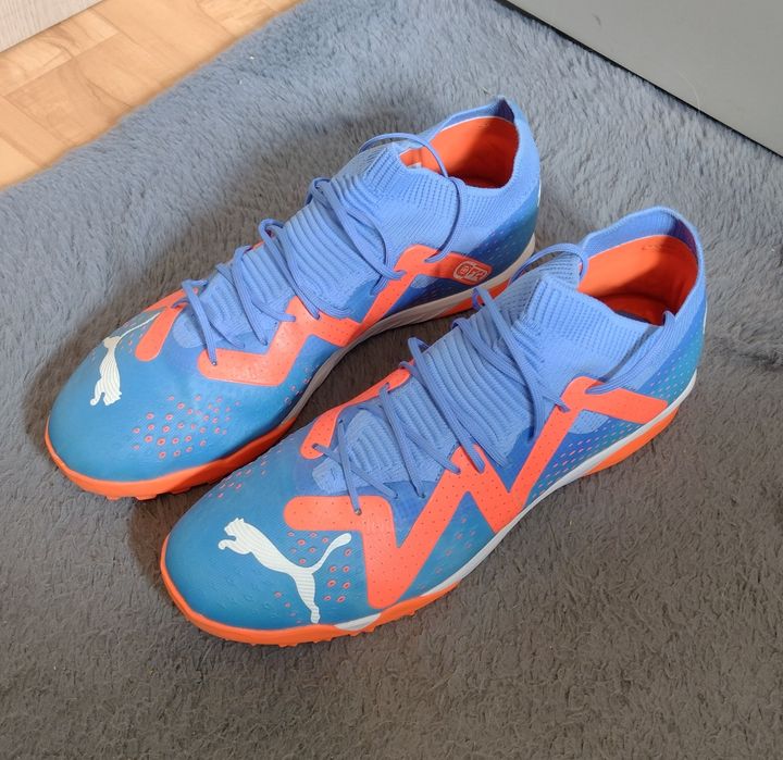 Buty piłkarskie turfy Puma Future Match niebieskie pomarańczowe