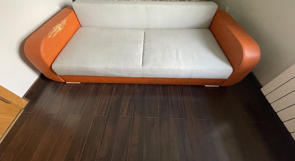 Rozkladana sofa + 3 nowe poduszki (kanapa | wypoczynek)