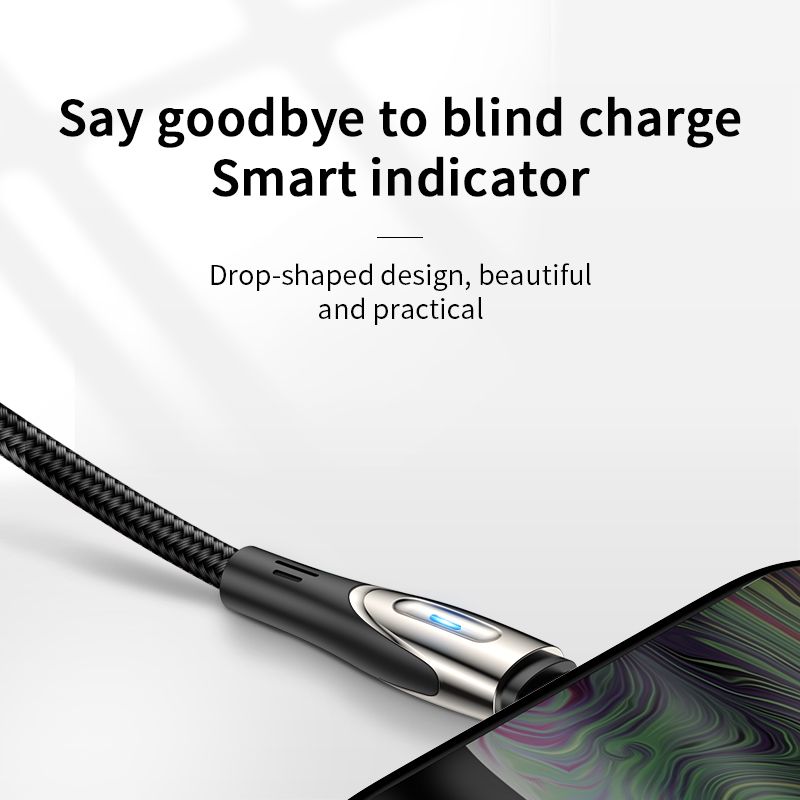 kabel przewód usb-a - microusb 3a wskaźnik ładowania 1.2m czarny