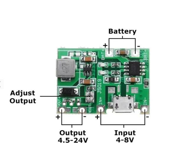 Повышающий регулируемый модуль mt3608 + зарядка TP4056