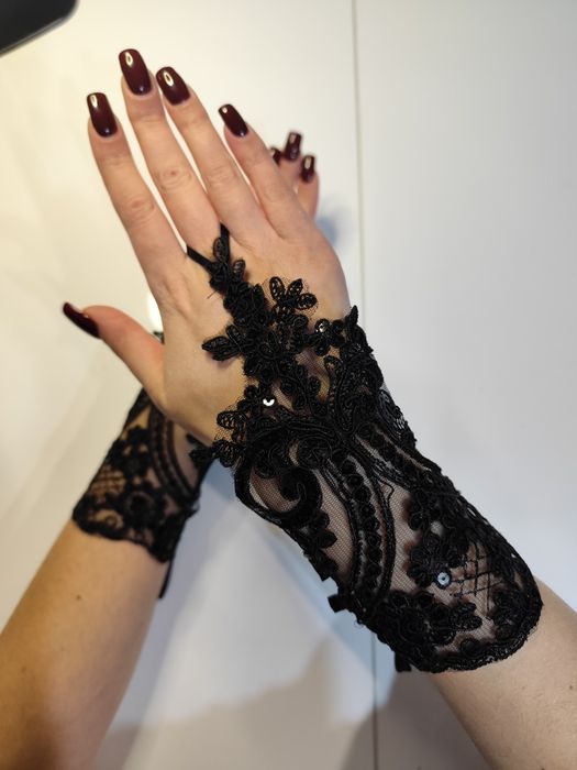 Mitenki na jeden palec rękawiczki z cekinami eleganckie