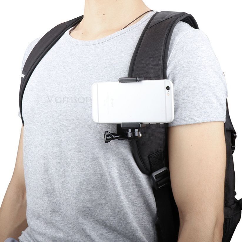 Крепление для экшн камер и смартфона Клипса на рюкзак для GoPro, Sony