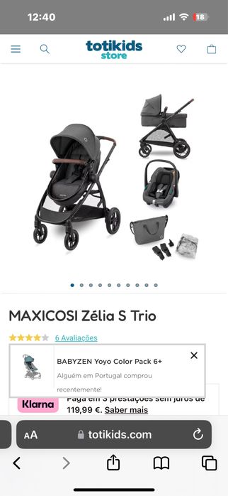 Vendo conjunto trio carrinho para bebe