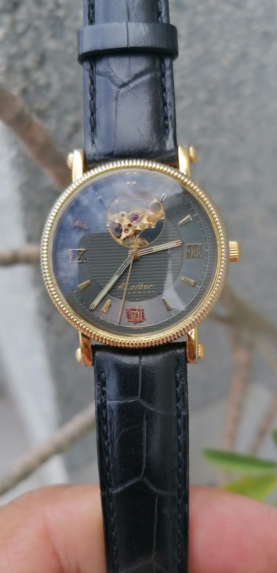 Relógio kolber geneve automatic open face tourbillon