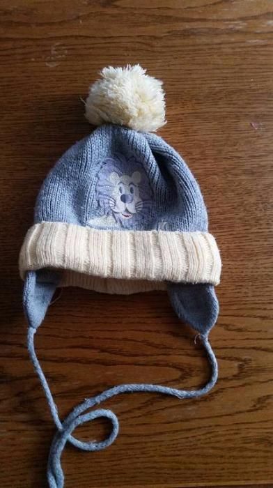 czapka oraz szal na zimę dla chłopca z pomponem, wiązana , 4-5 lat