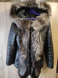 Куртка кожаная с натуральным мехом. р- 44-46