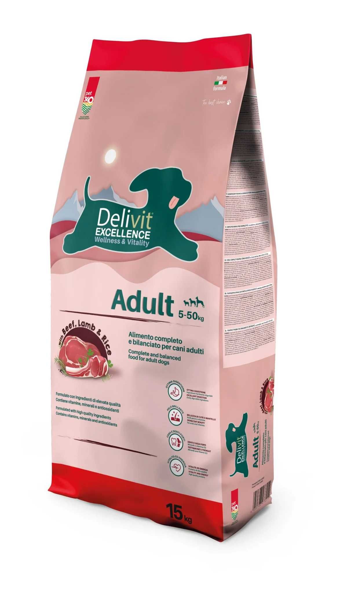 Delivit Excellence Adult з яловичиною, ягнятиною та рисом 15кг