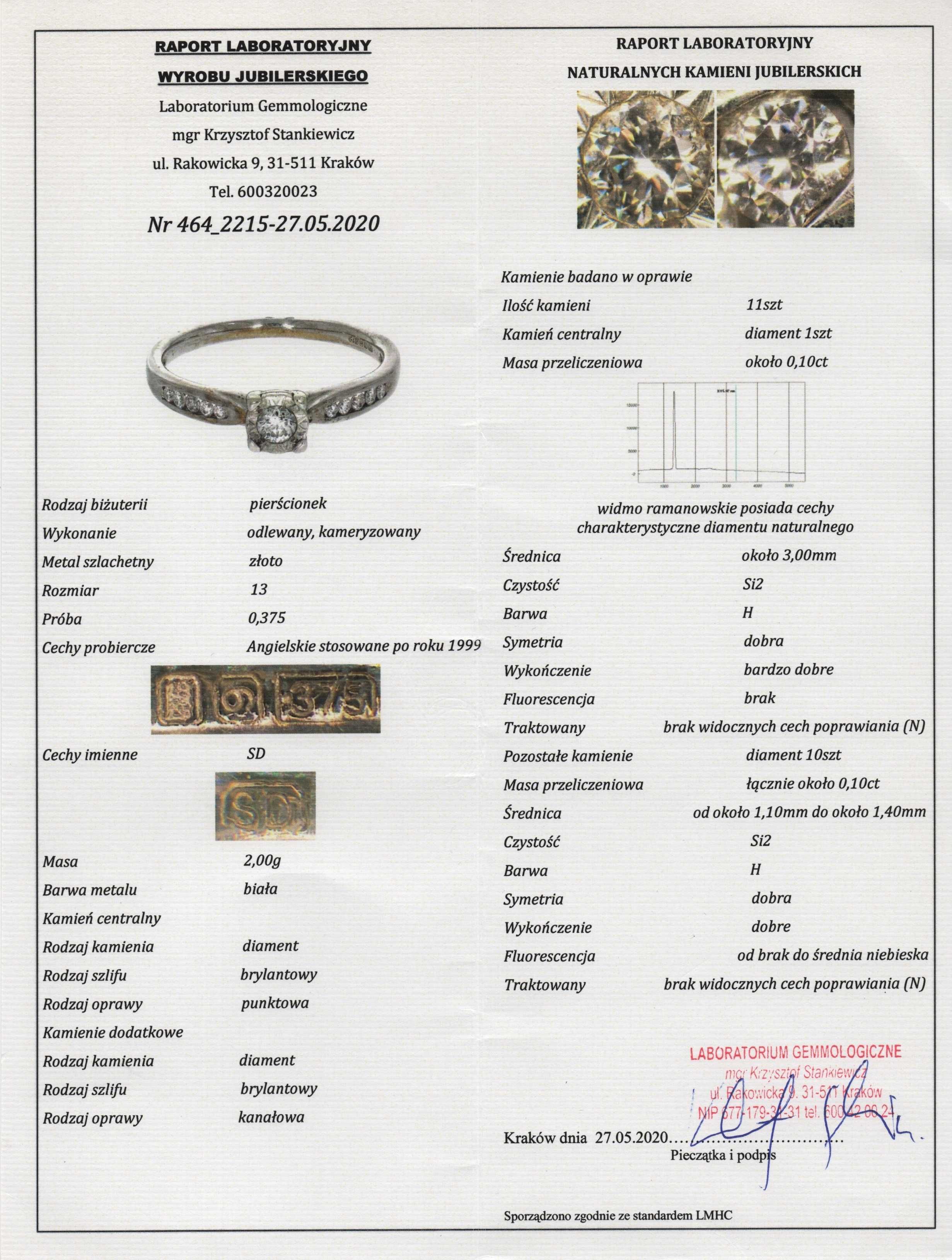 Angielski Złoty Pierścionek - 2,00g - DIAMENTY - KRAKÓW