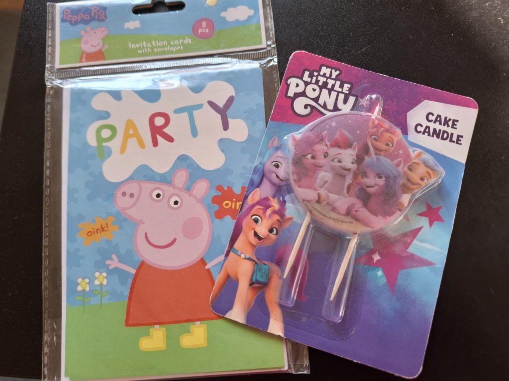Zaproszenia urodzinowe Świnka Peppa gratis świeczka My Little Pony NOW