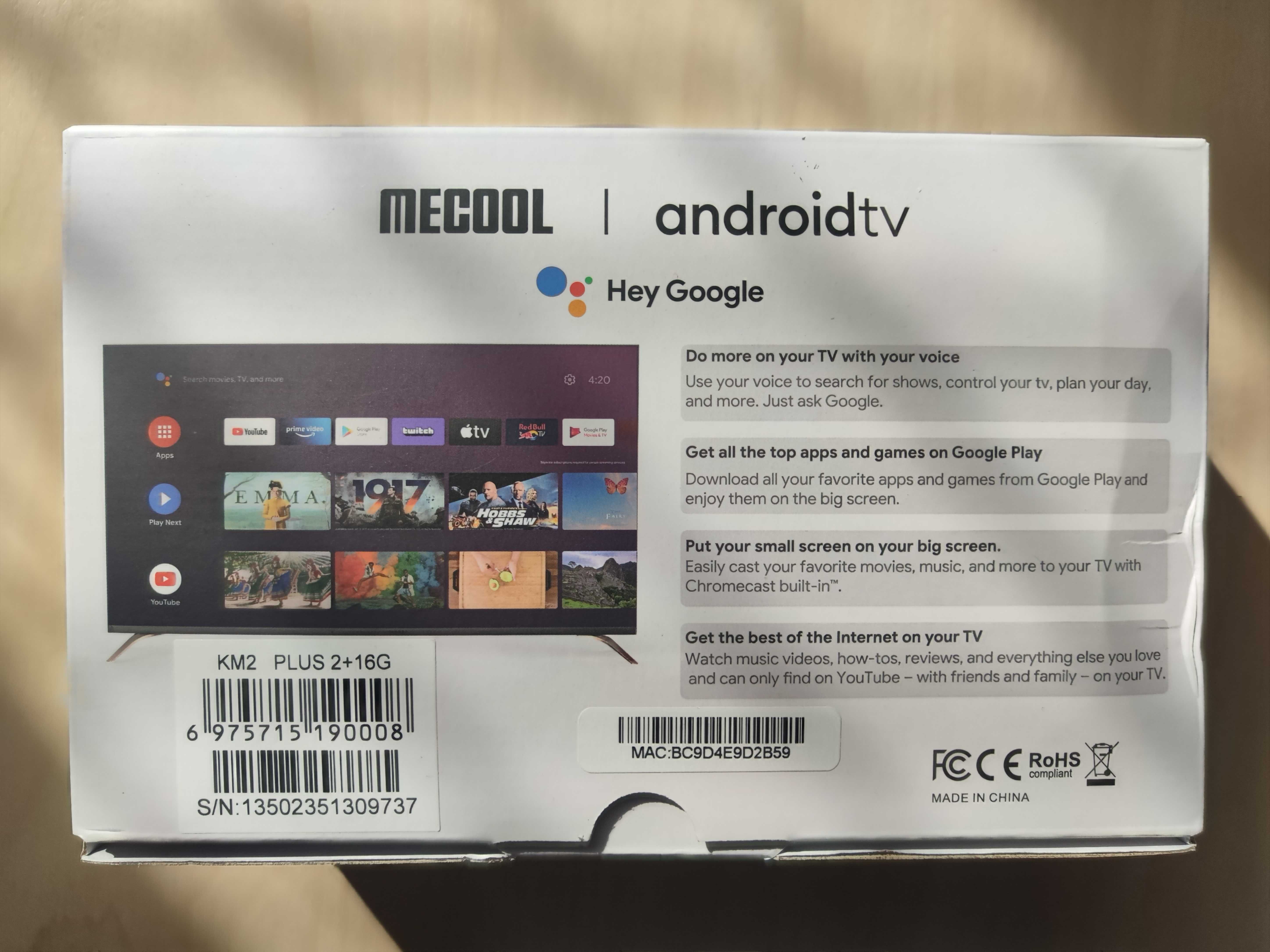 Приставка Mecool KM2 Plus 2/16GB Smart TV android TV Новая